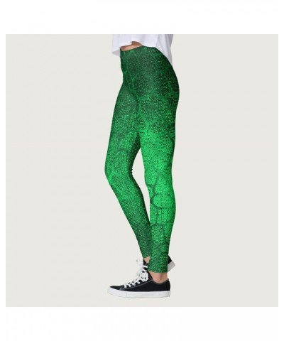 Green Womens Leggings for Saint Patrick's Day Festival and Parties Workout Pants Irish Clover Printed Pant Yoga Tights Z-st P...