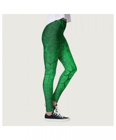 Green Womens Leggings for Saint Patrick's Day Festival and Parties Workout Pants Irish Clover Printed Pant Yoga Tights Z-st P...