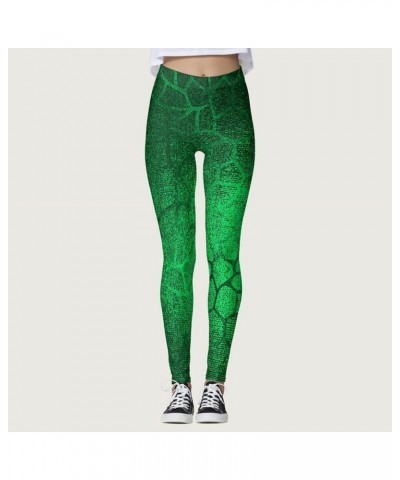 Green Womens Leggings for Saint Patrick's Day Festival and Parties Workout Pants Irish Clover Printed Pant Yoga Tights Z-st P...