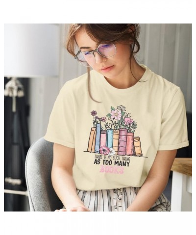 Book Lover Shirts Women Wildflowers Book T Shirt Funny Book Reading Gifts Shirt Teacher Life Short Sleeve Tee Tops Apricot $1...