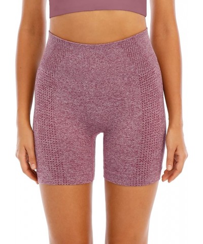 Seamless Workout Shorts Women,High Waist Spandex Gym Shorts,Tummy Control Yoga Shorts Dot-burgundy $7.79 Activewear