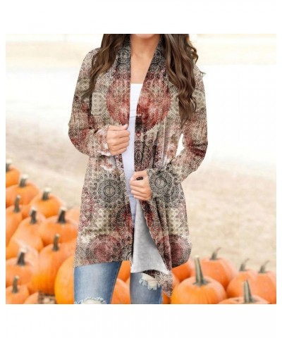 Womens Spring Cardigan,2024 Trendy Print Cardigan Women's Fashion Casual Floral Print Medium Length Cardigan Jacket Coat 3-kh...