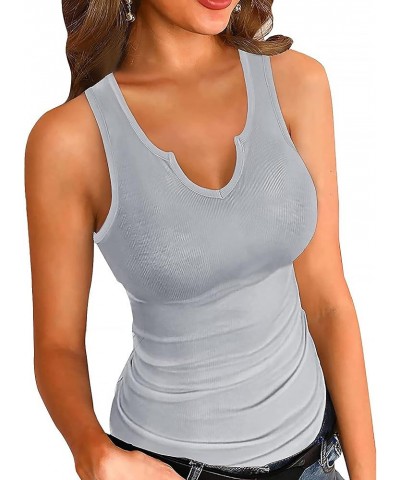 Tank Tops for Women Basic Sleeveless Shirts Ribbed Slim Fitted Workout Summer Blouse Sporty Sexy top Cami A-"grey $13.19 Tanks