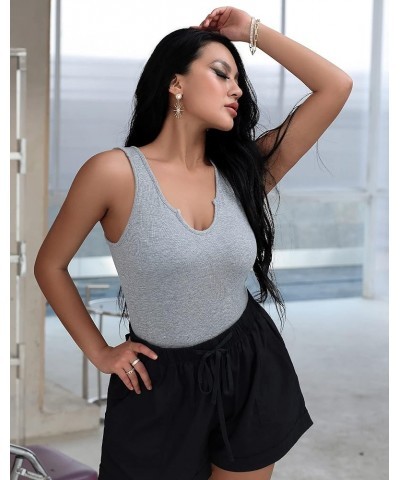 Tank Tops for Women Basic Sleeveless Shirts Ribbed Slim Fitted Workout Summer Blouse Sporty Sexy top Cami A-"grey $13.19 Tanks