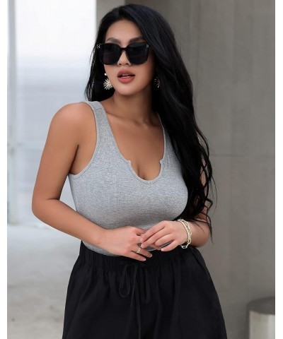 Tank Tops for Women Basic Sleeveless Shirts Ribbed Slim Fitted Workout Summer Blouse Sporty Sexy top Cami A-"grey $13.19 Tanks