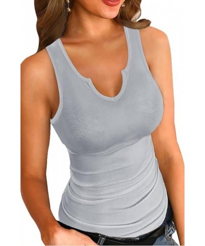 Tank Tops for Women Basic Sleeveless Shirts Ribbed Slim Fitted Workout Summer Blouse Sporty Sexy top Cami A-"grey $13.19 Tanks