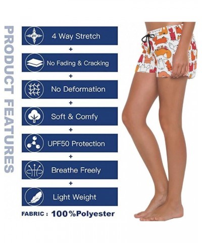 Women's Drawstring Board Shorts Quick Dry Stretch Novelty Patterns Swimsuits Swimwear Bottoms S-L Multi26 $10.00 Swimsuits