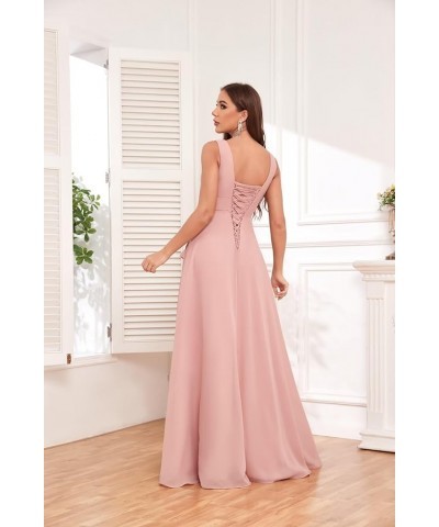 Ruffle Bridesmaid Dresses for Women Wedding Long V Neck Chiffon Formal Dress with Slit Sage Green $20.64 Dresses