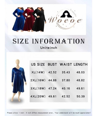 Women Long Sleeve Party Dress V Neck Velvet Split Club Dress Plus Size Stretchy Birthday Night Dress Blue $22.05 Dresses