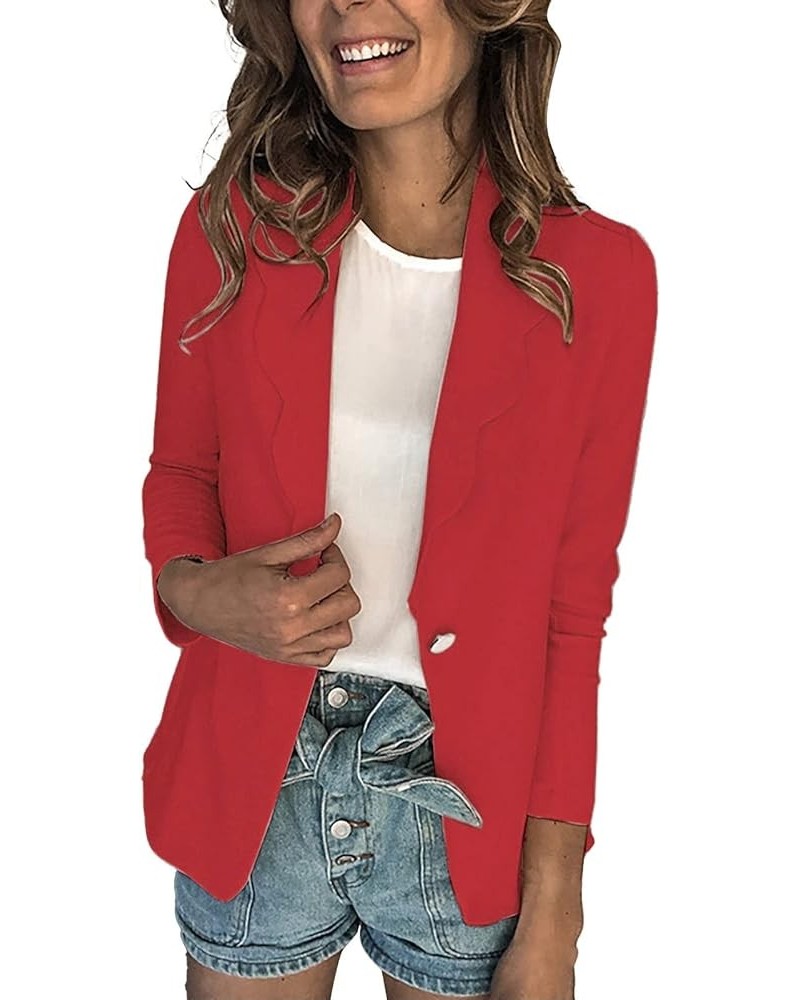 Womens Casual Blazers Puff Sleeve Open Front Office Long Sleeve Fall Bussiness Blazer Jackets Work Suit with Pockets 2-red $1...