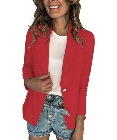 Womens Casual Blazers Puff Sleeve Open Front Office Long Sleeve Fall Bussiness Blazer Jackets Work Suit with Pockets 2-red $1...