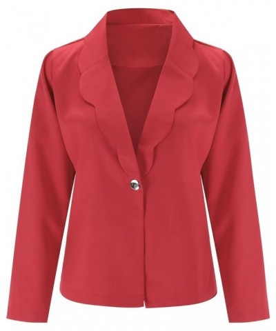 Womens Casual Blazers Puff Sleeve Open Front Office Long Sleeve Fall Bussiness Blazer Jackets Work Suit with Pockets 2-red $1...