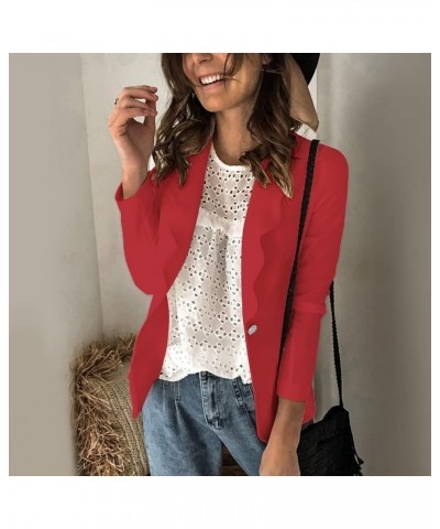 Womens Casual Blazers Puff Sleeve Open Front Office Long Sleeve Fall Bussiness Blazer Jackets Work Suit with Pockets 2-red $1...