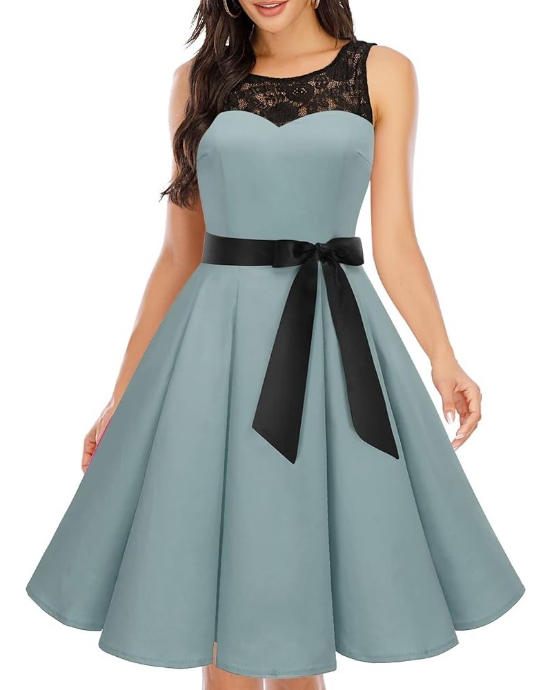 Women's 1950s Vintage Rockabilly Swing Dress Lace Cocktail Prom Party Dress Grey $14.74 Dresses