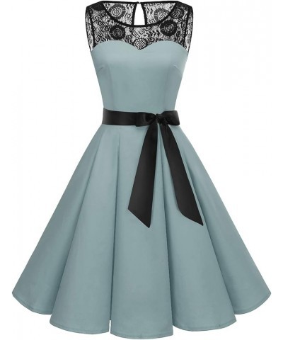 Women's 1950s Vintage Rockabilly Swing Dress Lace Cocktail Prom Party Dress Grey $14.74 Dresses