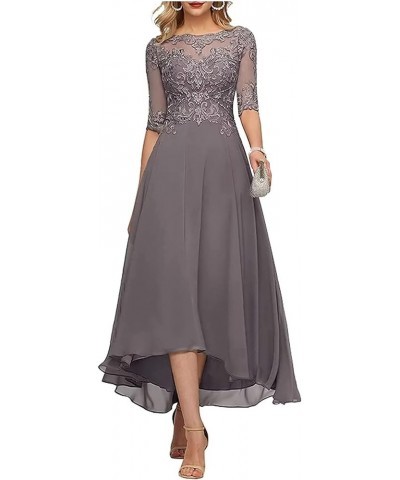 3/4 Sleeves Mother of The Bride Dresses for Wedding Tea Length Lace Appliques Formal Dresses for Women Green $38.46 Dresses