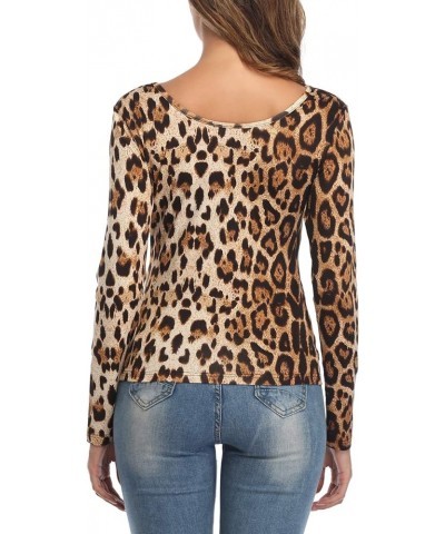 Leopard Print Tops for Women V Neck Long Sleeve Off Shoulder Knot Chest Ruched Shirt Blouse Slim Sexy Bstyle-leopard $15.51 B...