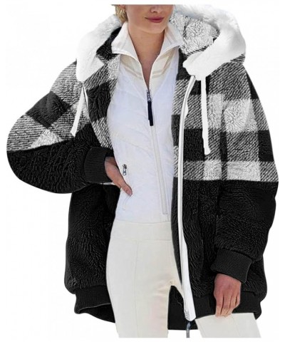 Sherpa Lined Jackets Women Fuzzy Plus Size Cardigan Fleece Zip Up Sweatshirts Color Block Patchwork Winter Sweater A03black $...