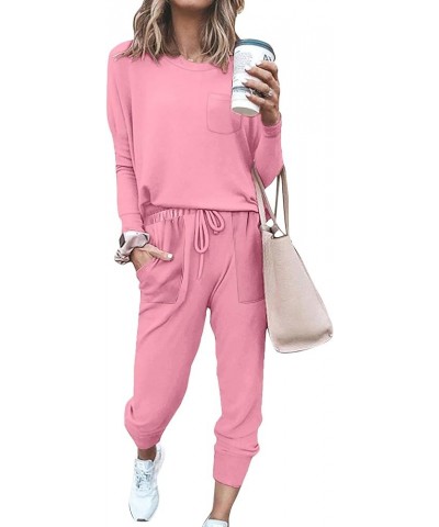 Lounge Sets for Women 2 Piece Fall Outfits 2023 Fashion Trending Now Sweatsuits Tracksuits with Pockets Work Out Sets 01-pink...