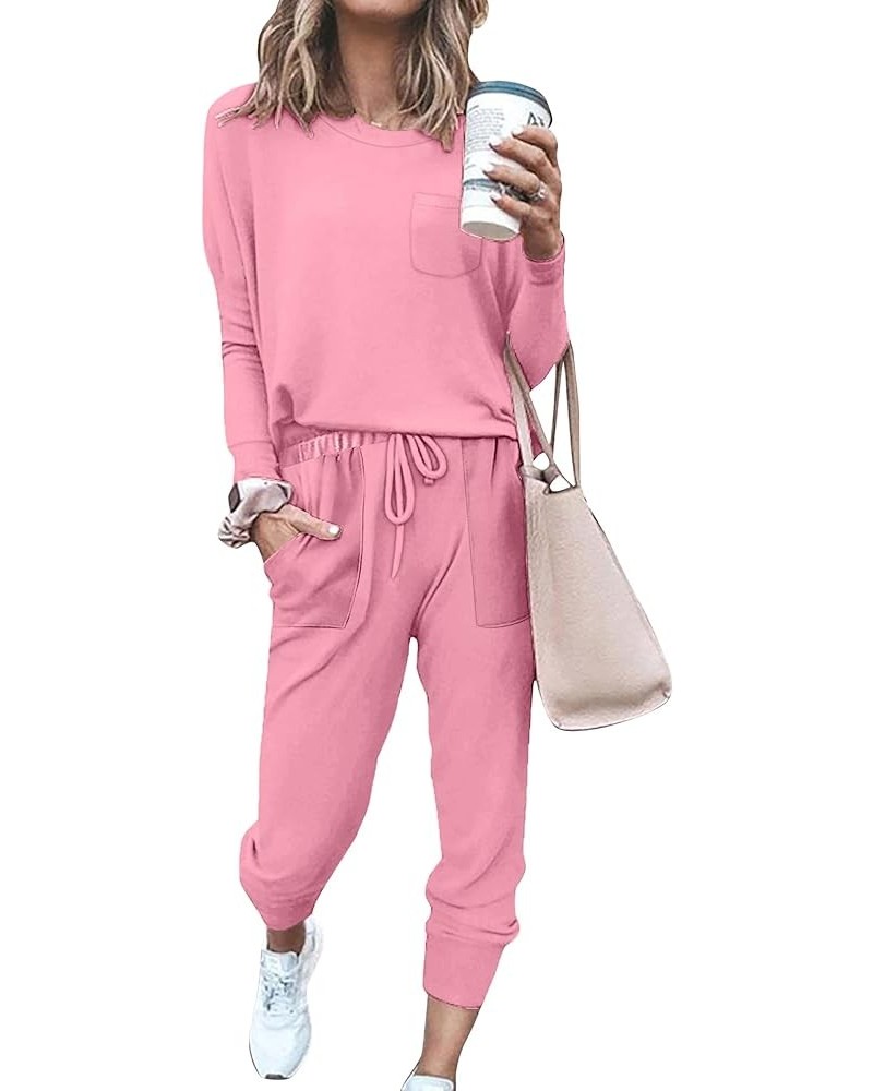 Lounge Sets for Women 2 Piece Fall Outfits 2023 Fashion Trending Now Sweatsuits Tracksuits with Pockets Work Out Sets 01-pink...