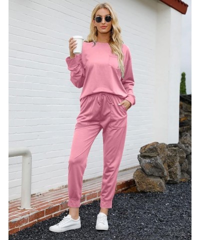 Lounge Sets for Women 2 Piece Fall Outfits 2023 Fashion Trending Now Sweatsuits Tracksuits with Pockets Work Out Sets 01-pink...