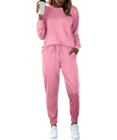 Lounge Sets for Women 2 Piece Fall Outfits 2023 Fashion Trending Now Sweatsuits Tracksuits with Pockets Work Out Sets 01-pink...