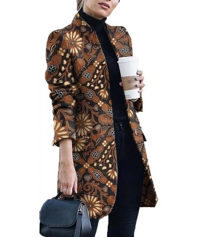 Long Trench Coat Women Fashion Casual Plaid Outerwear Blazer Jackets Coffee $11.28 Coats