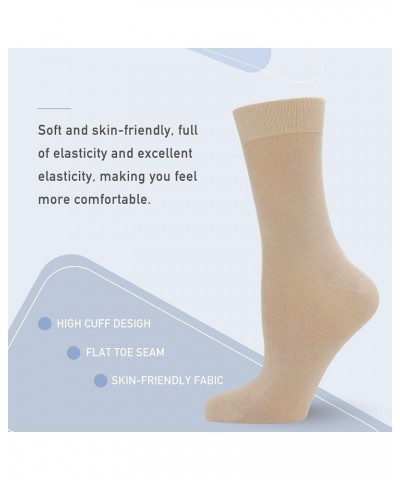 Women's Soft Thin Viscose Bamboo Crew Socks, Fit Stretchy Casual, Business, Dress Calf Sock 5 Pairs Light Beige $9.20 Socks