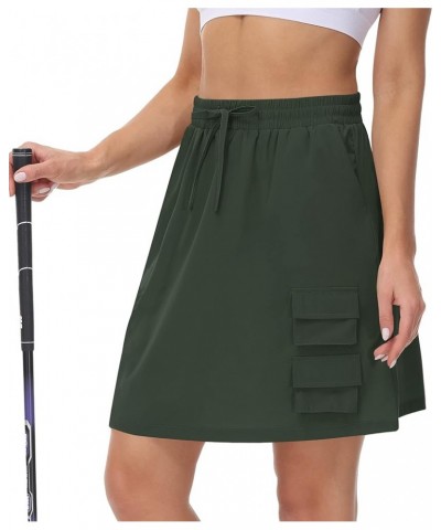 15" Pleated Tennis Golf Skirt for Women Summer Cute Skorts Skirts High Waist Athletic Workout with Pockets 01-army Green $10....