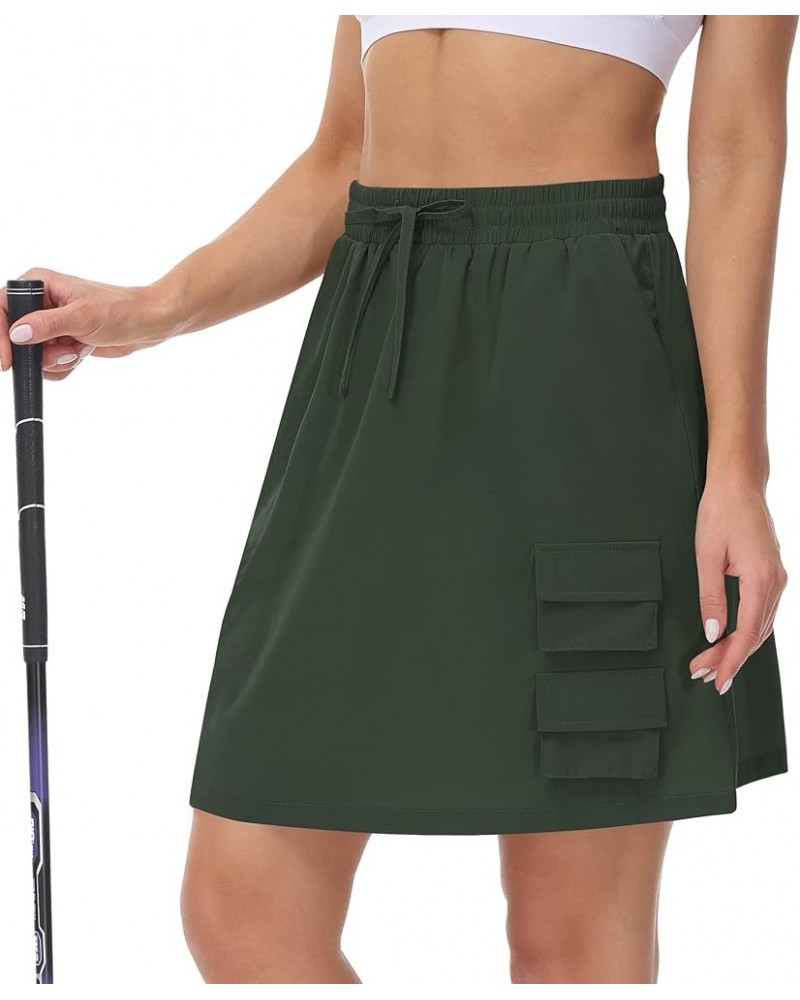 15" Pleated Tennis Golf Skirt for Women Summer Cute Skorts Skirts High Waist Athletic Workout with Pockets 01-army Green $10....