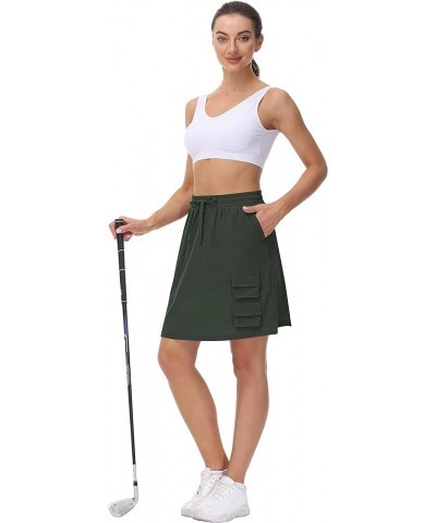 15" Pleated Tennis Golf Skirt for Women Summer Cute Skorts Skirts High Waist Athletic Workout with Pockets 01-army Green $10....