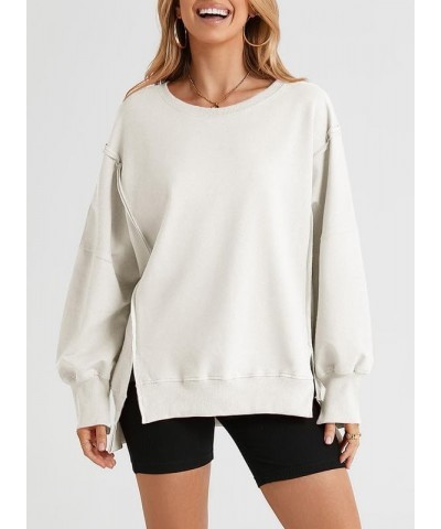 Sweatshirt for Women Crewneck Spring Lightweight Solid Color 2024 Fashion Warm Oversized Fit Pullover Sweatshirts A White $22...