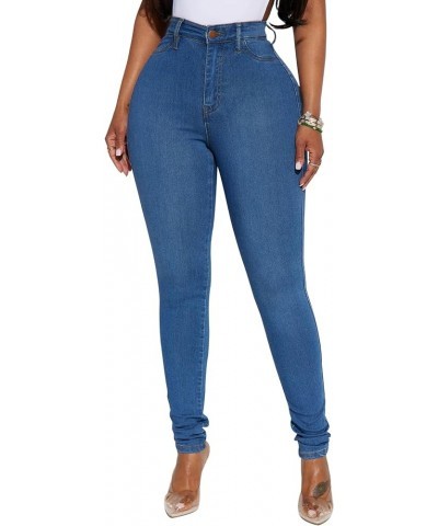 Womens Classic High Waisted Skinny Stretch Butt Lifting Jeans Slim Fit Denim Pants Medium Blue Wash $20.58 Jeans