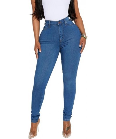 Womens Classic High Waisted Skinny Stretch Butt Lifting Jeans Slim Fit Denim Pants Medium Blue Wash $20.58 Jeans