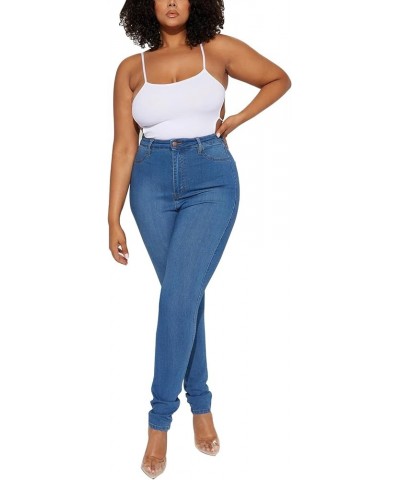 Womens Classic High Waisted Skinny Stretch Butt Lifting Jeans Slim Fit Denim Pants Medium Blue Wash $20.58 Jeans