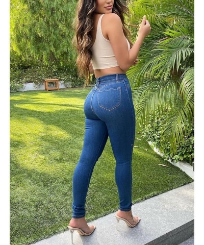 Womens Classic High Waisted Skinny Stretch Butt Lifting Jeans Slim Fit Denim Pants Medium Blue Wash $20.58 Jeans