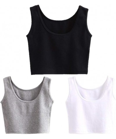 Short Yoga Dance Athletic Tank Crop Tops Shirts for Women or Teens(3 Pack) Black White Grey $13.76 Activewear