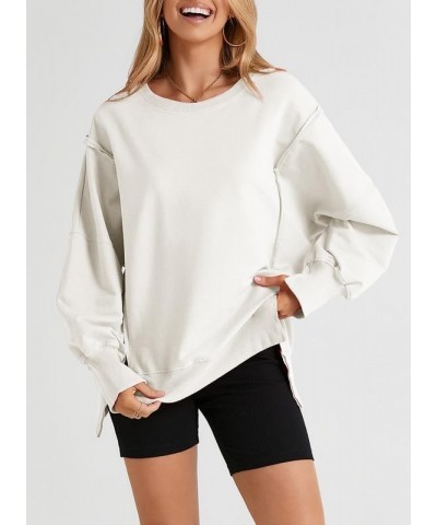 Sweatshirt for Women Crewneck Spring Lightweight Solid Color 2024 Fashion Warm Oversized Fit Pullover Sweatshirts A White $22...