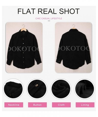 Womens Corduroy Button Down Shirts Boyfriend Long Sleeve Oversized Blouses Tops 1a Black $18.19 Blouses