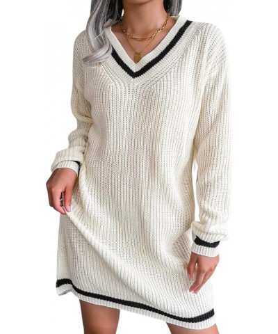 Women Sweater Dresses Cocktail V Neck Knitted Dress Sweater Sheath Dress B-white(v Neck) $25.19 Sweaters