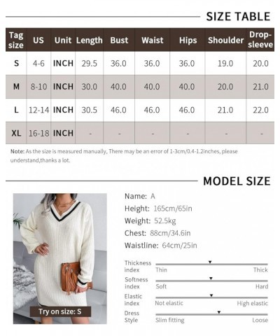 Women Sweater Dresses Cocktail V Neck Knitted Dress Sweater Sheath Dress B-white(v Neck) $25.19 Sweaters