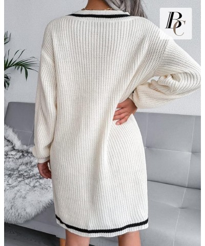 Women Sweater Dresses Cocktail V Neck Knitted Dress Sweater Sheath Dress B-white(v Neck) $25.19 Sweaters