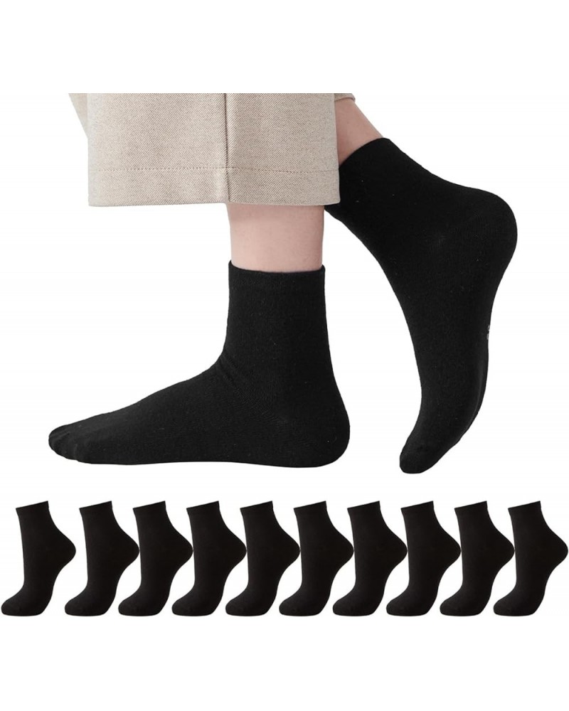 Women Cotton Crew Socks,10-Pairs Thin Casual Dress Socks for Business,Trouser, Breathable Soft running Ankle Socks 01black(10...