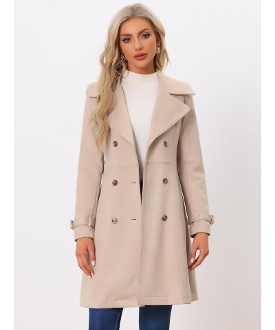 Women's Faux Suede Trench Coat Jacket Classic 2023 Fall Winter Double Breasted Overcoat Apricot Pink $31.08 Coats