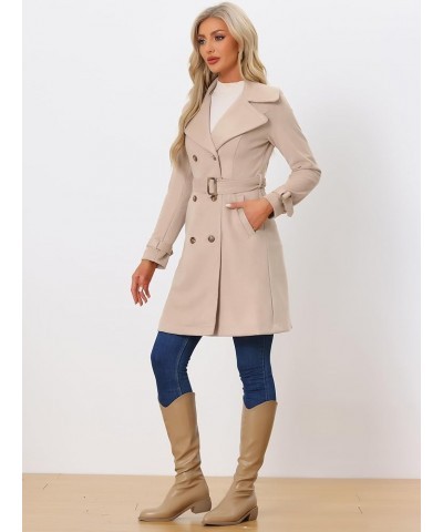 Women's Faux Suede Trench Coat Jacket Classic 2023 Fall Winter Double Breasted Overcoat Apricot Pink $31.08 Coats