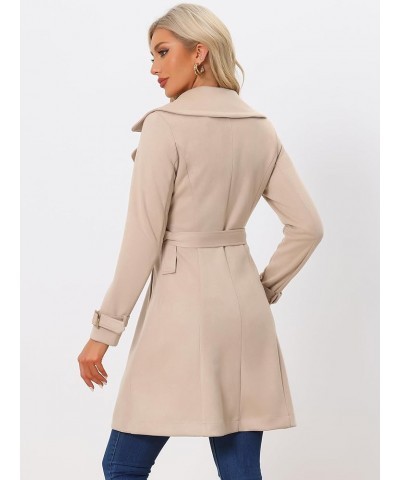 Women's Faux Suede Trench Coat Jacket Classic 2023 Fall Winter Double Breasted Overcoat Apricot Pink $31.08 Coats