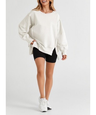 Sweatshirt for Women Crewneck Spring Lightweight Solid Color 2024 Fashion Warm Oversized Fit Pullover Sweatshirts A White $22...