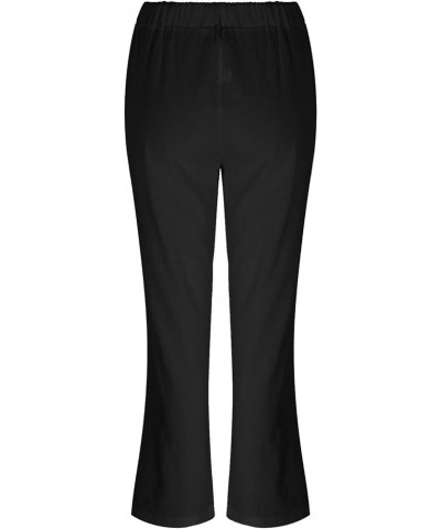 Womens Cotton Linen Straight Trousers High Waist Casual Wide Leg Long Palazzo Pants Work Casual Flowy Dress Pants 3-black $10...