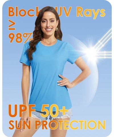 Women's Sun Shirts UPF 50+ UV Protection Short Sleeve Rash Guard Quick Dry Lightweight Top T-Shirts Swim Shirts Water Blue $1...