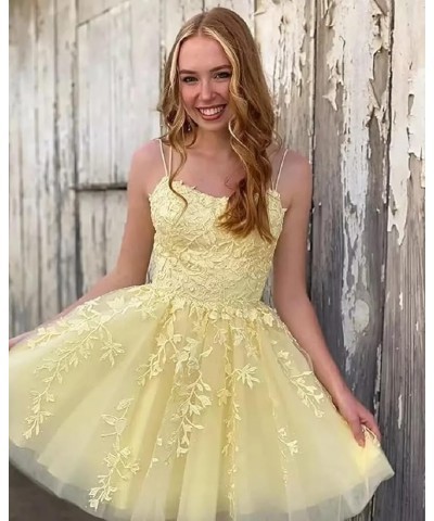 Lace Appliques Tulle Homecoming Dresses Short Spaghetti Straps Prom Cocktail Party Dresses Red $26.09 Dresses